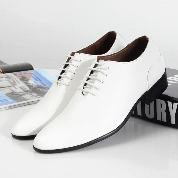 White Leather Oxford Dress Shoes for Men - Formal Wedding Suit Footwear